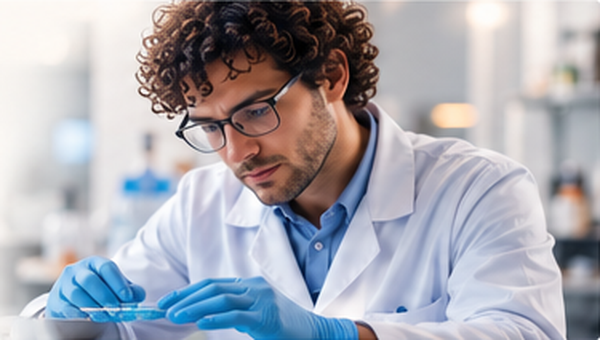 Researcher evaluating a scientific sample in a laboratory